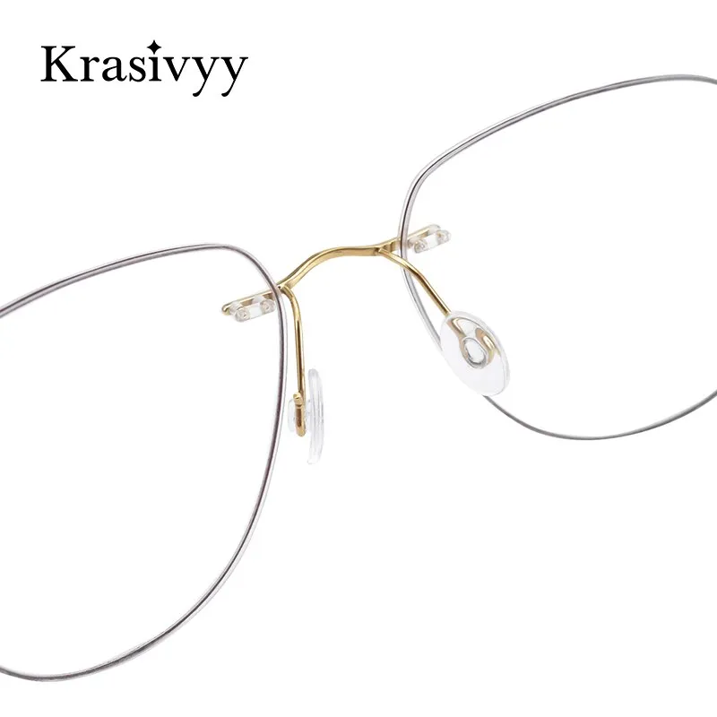 Krasivyy Unisex Rimless Oval Square Titanium Eyeglasses Ls07