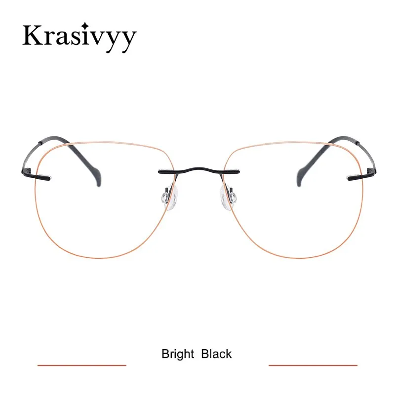 Krasivyy Unisex Rimless Oval Square Titanium Eyeglasses Ls07