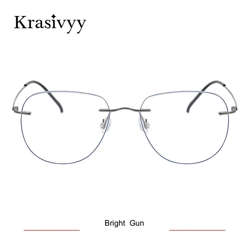 Krasivyy Unisex Rimless Oval Square Titanium Eyeglasses Ls07