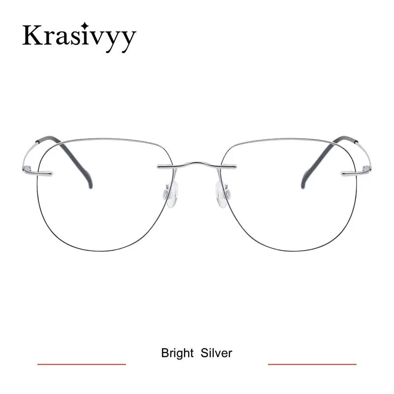 Krasivyy Unisex Rimless Oval Square Titanium Eyeglasses Ls07