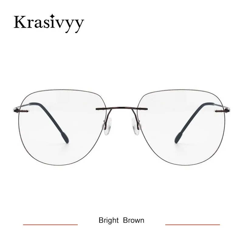 Krasivyy Unisex Rimless Round Flat Top Titanium Eyeglasses Ls05