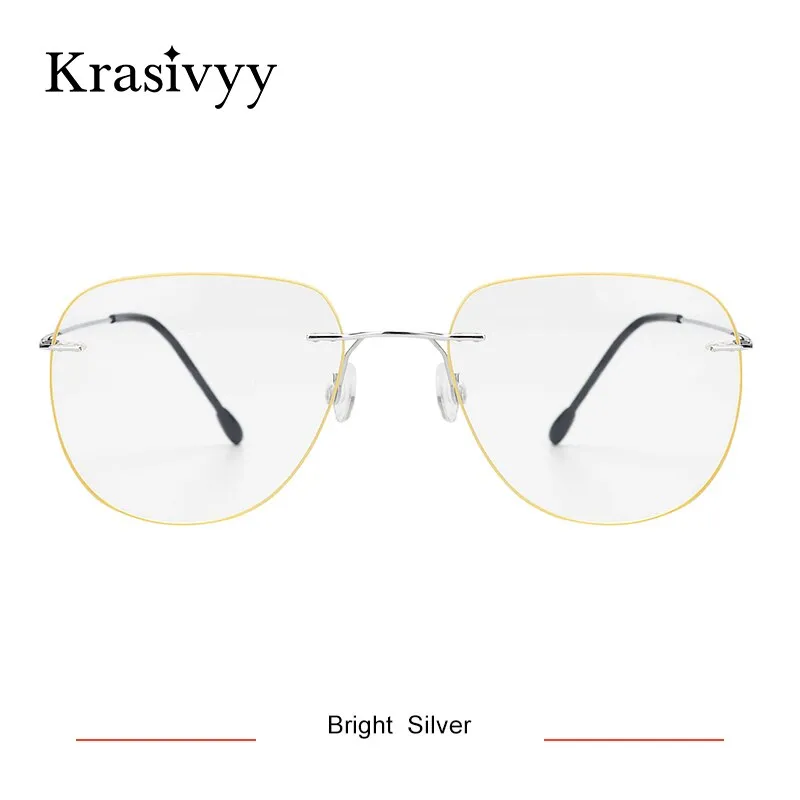 Krasivyy Unisex Rimless Round Flat Top Titanium Eyeglasses Ls05