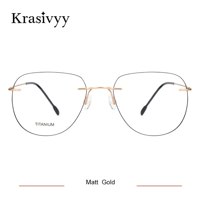 Krasivyy Unisex Rimless Round Flat Top Titanium Eyeglasses Ls05