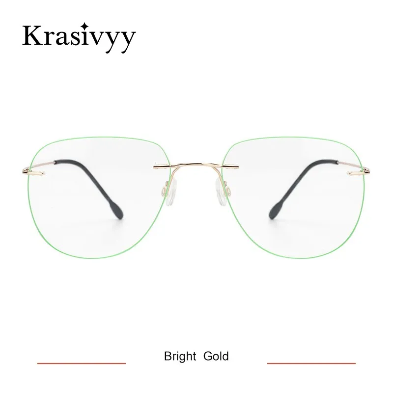 Krasivyy Unisex Rimless Round Flat Top Titanium Eyeglasses Ls05