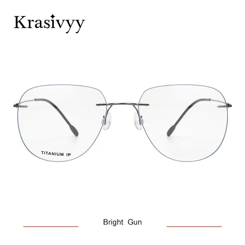 Krasivyy Unisex Rimless Round Flat Top Titanium Eyeglasses Ls05