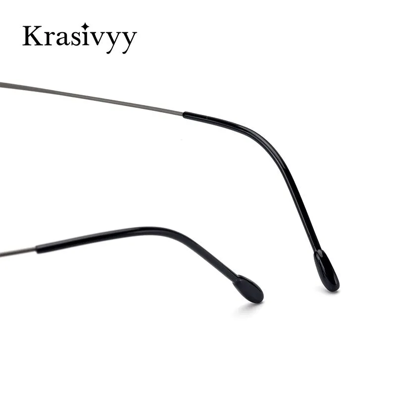 Krasivyy Unisex Rimless Round Flat Top Titanium Eyeglasses Ls05