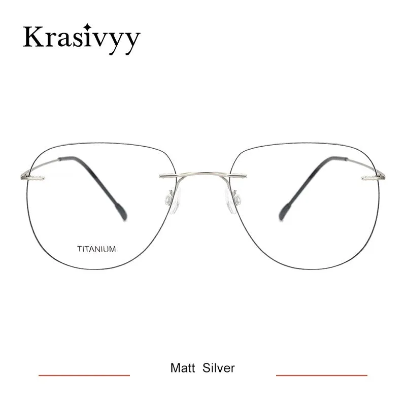 Krasivyy Unisex Rimless Round Flat Top Titanium Eyeglasses Ls05