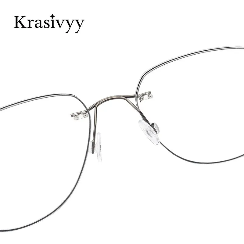 Krasivyy Unisex Rimless Round Flat Top Titanium Eyeglasses Ls05