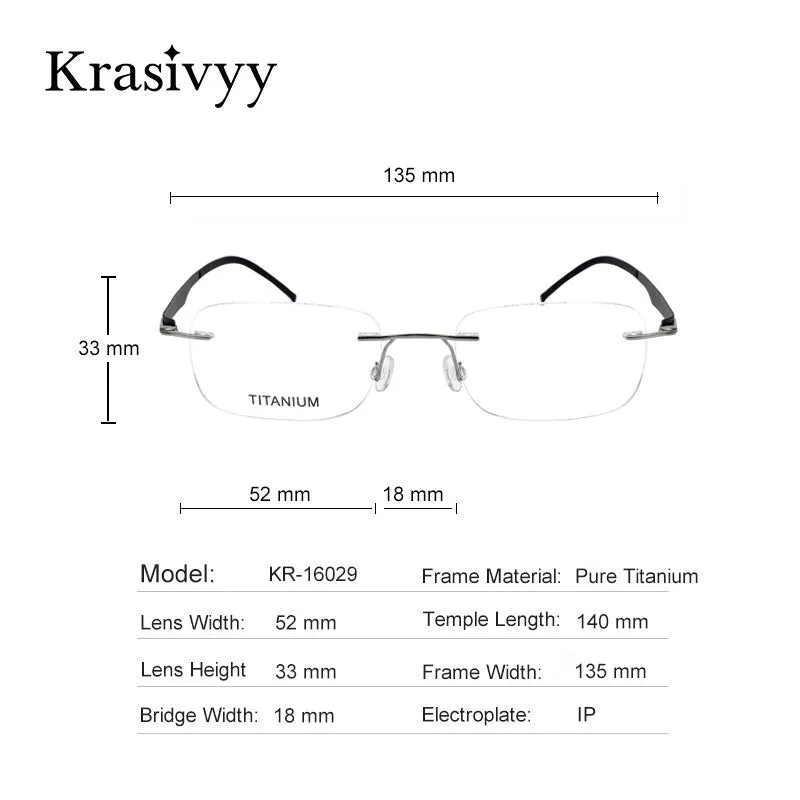 Krasivyy Unisex Rimless Square Screwless Titanium Eyeglasses Kr16029