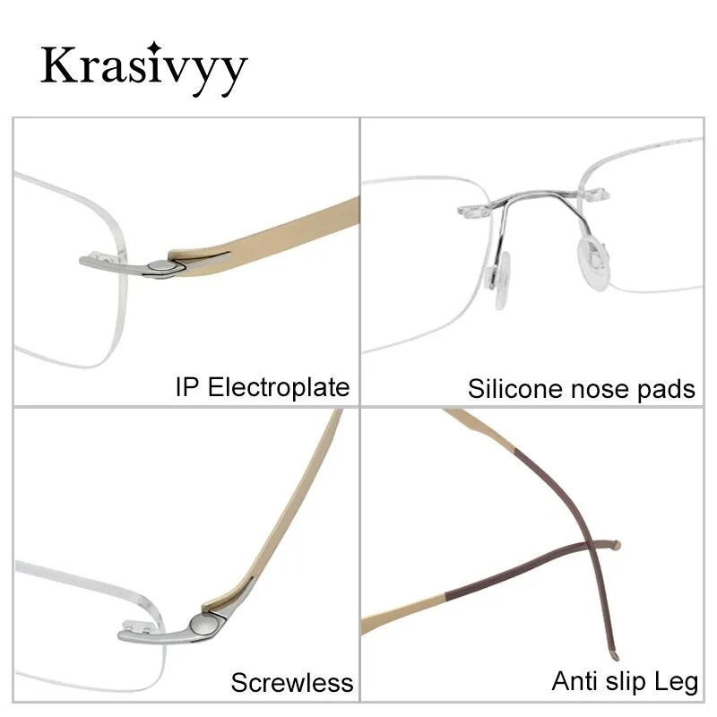 Krasivyy Unisex Rimless Square Screwless Titanium Eyeglasses Kr16029