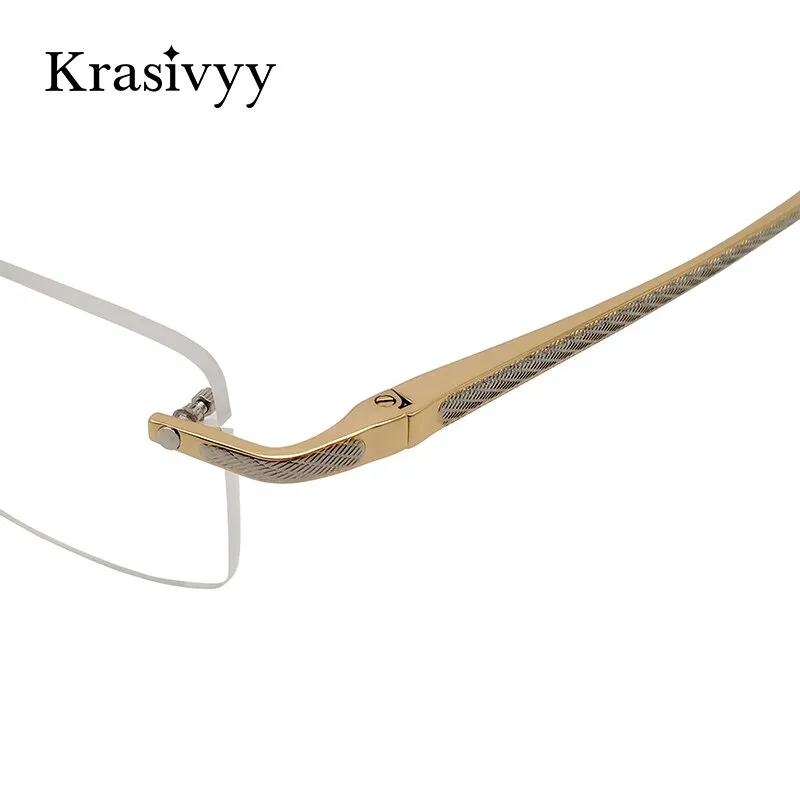 Krasivyy Unisex Rimless Square Titanium Eyeglasses Kr8604