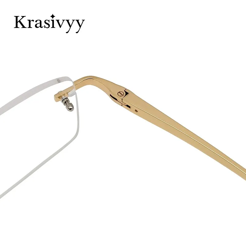 Krasivyy Unisex Rimless Square Titanium Eyeglasses Kr8604