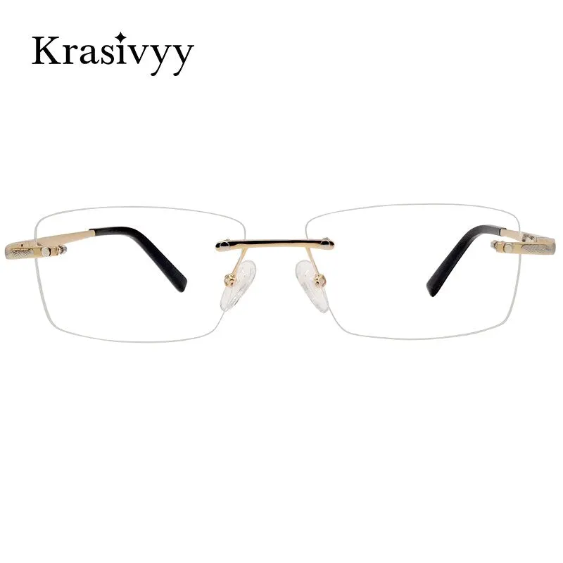 Krasivyy Unisex Rimless Square Titanium Eyeglasses Kr8604