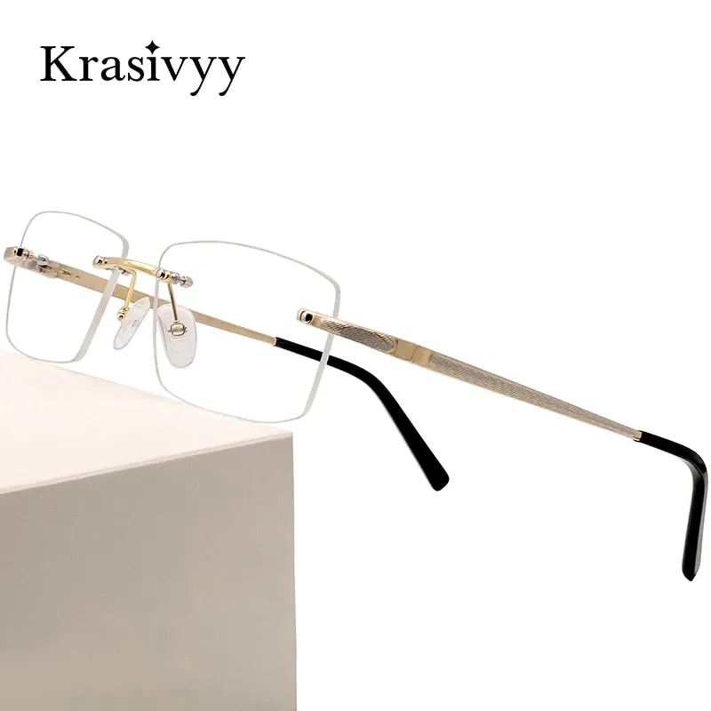 Krasivyy Unisex Rimless Square Titanium Eyeglasses Kr8604