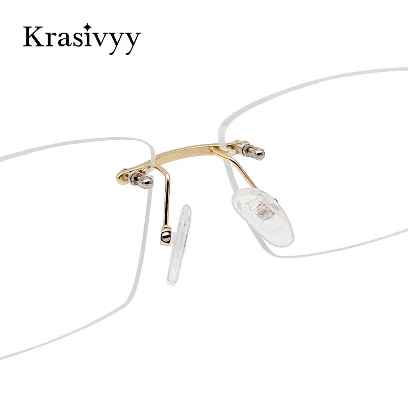 Krasivyy Unisex Rimless Square Titanium Eyeglasses Kr8604