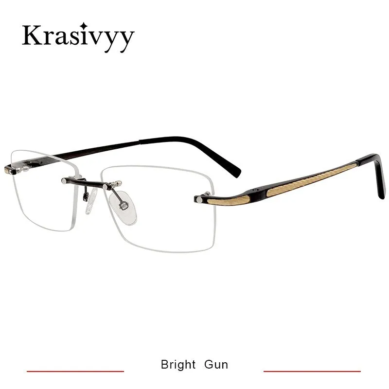 Krasivyy Unisex Rimless Square Titanium Eyeglasses Kr8604