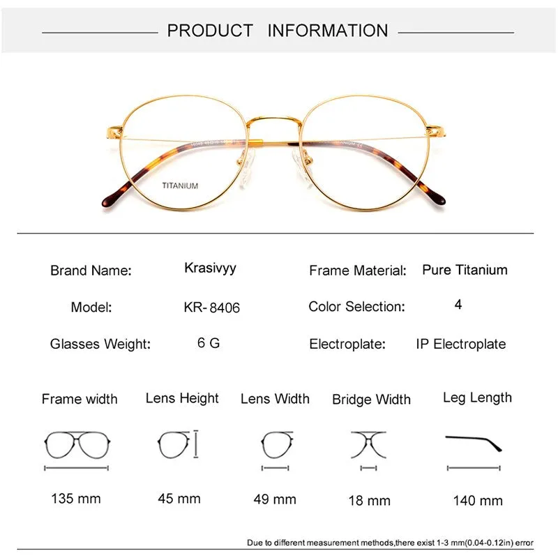 Krasivyy Women's Full Rim Round Titanium Eyeglasses Kr8406