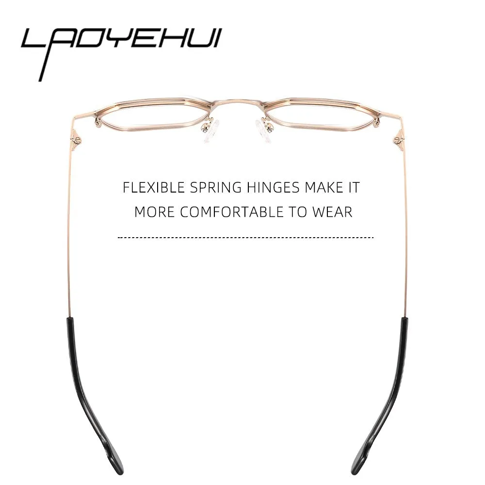 Laoyehui Unisex Full Rim Polygon Round Alloy Hyperopic Reading Glasses Anti Blue Light Glg8860