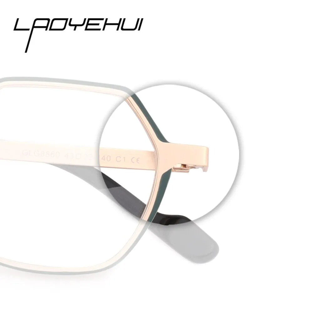 Laoyehui Unisex Full Rim Polygon Round Alloy Hyperopic Reading Glasses Anti Blue Light Glg8860