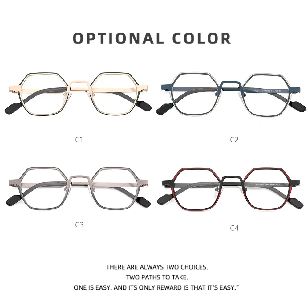 Laoyehui Unisex Full Rim Polygon Round Alloy Hyperopic Reading Glasses Anti Blue Light Glg8860