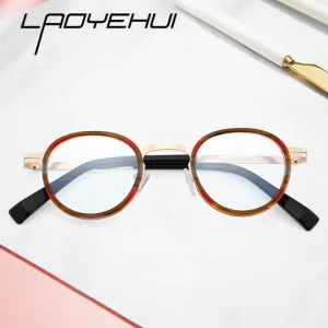 Laoyehui Unisex Full Rim Round Acetate Alloy Reading Glasses Anti-Blue Light Glg8835