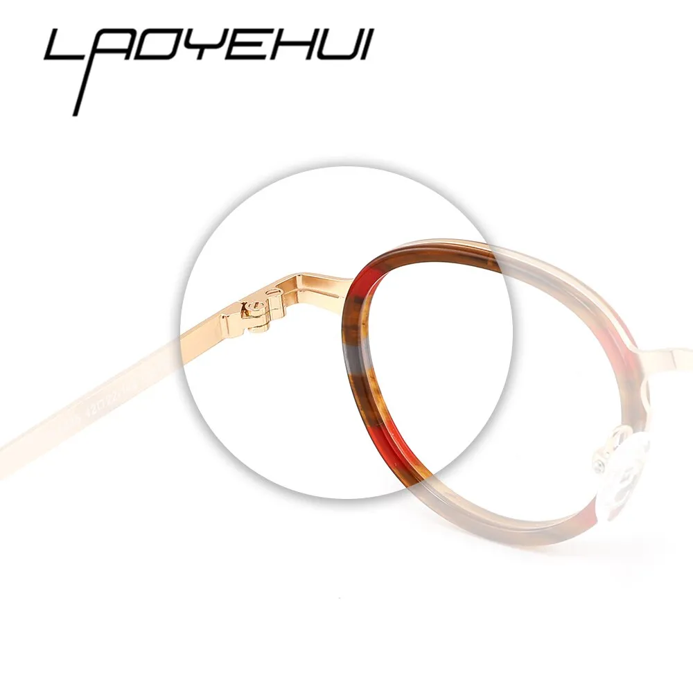 Laoyehui Unisex Full Rim Round Acetate Alloy Reading Glasses Anti-Blue Light Glg8835