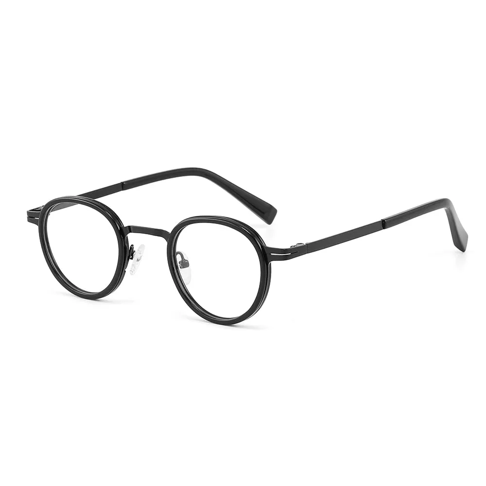 Laoyehui Unisex Full Rim Round Acetate Alloy Reading Glasses Anti-Blue Light Glg8835