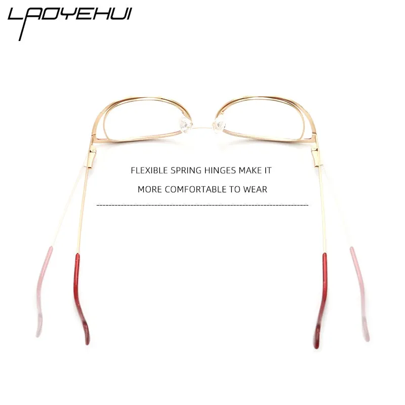 Laoyehui Women's Eyeglasses Cat Eye Alloy Frame 8104