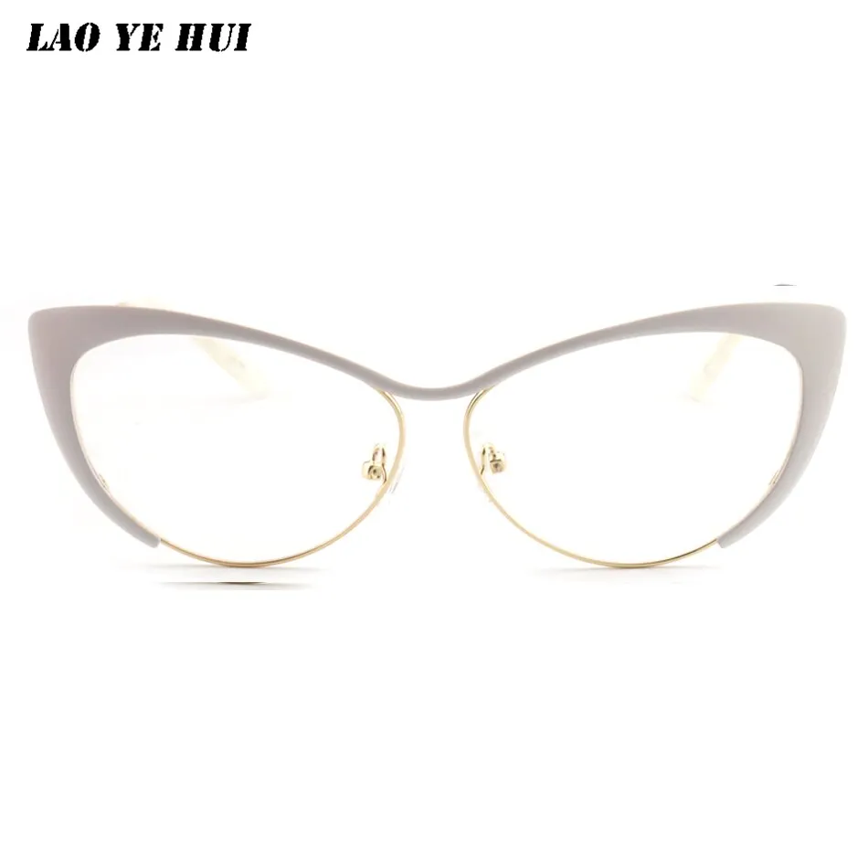 Laoyehui Women's Full Rim Gold Cat Eye Alloy Reading Glasses Anti-Blue 8077