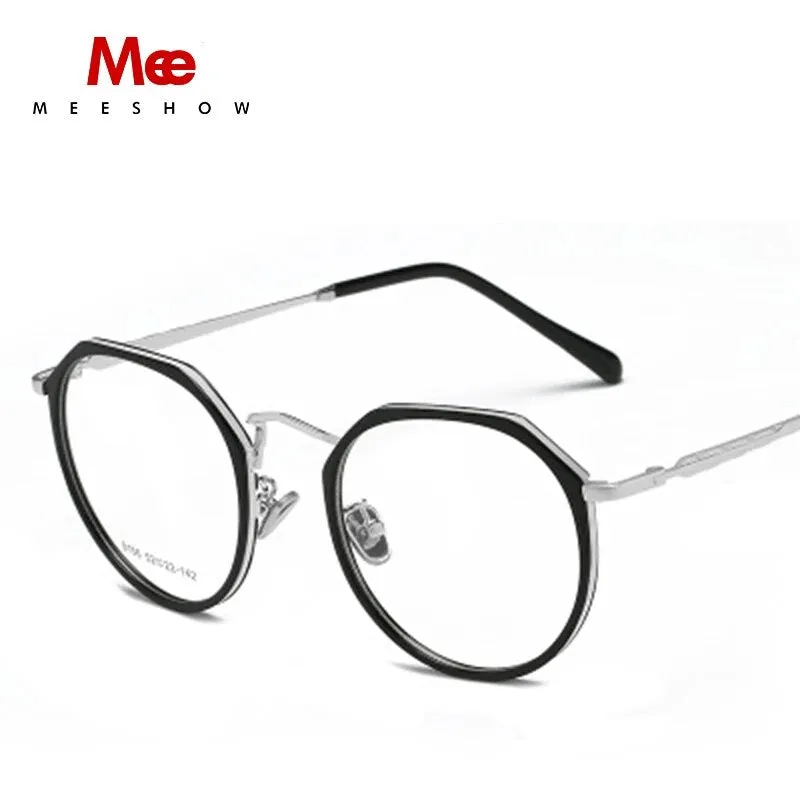 Meeshow Tr90 Women's Eyeglasses Oversize Titanium Alloy Round 9156