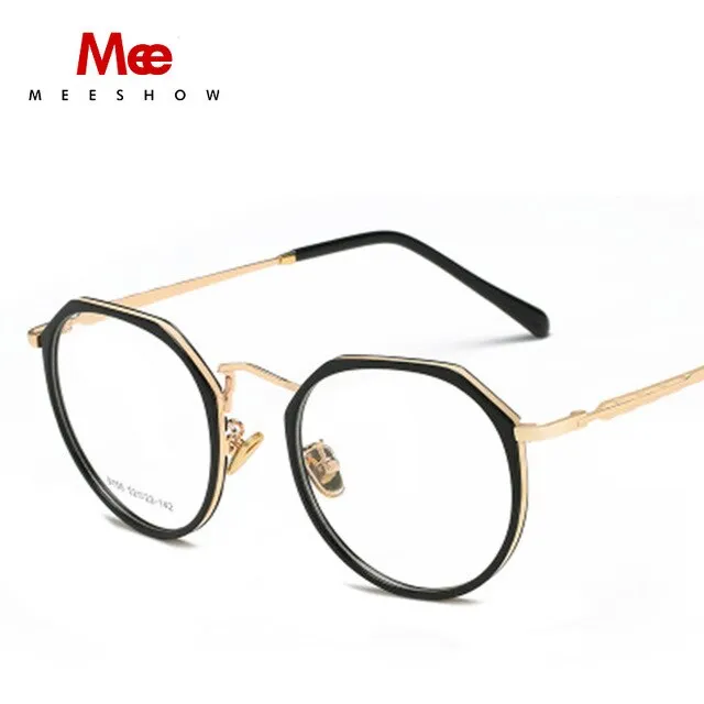 Meeshow Tr90 Women's Eyeglasses Oversize Titanium Alloy Round 9156