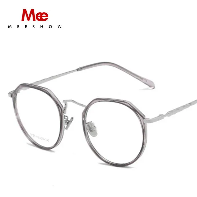 Meeshow Tr90 Women's Eyeglasses Oversize Titanium Alloy Round 9156