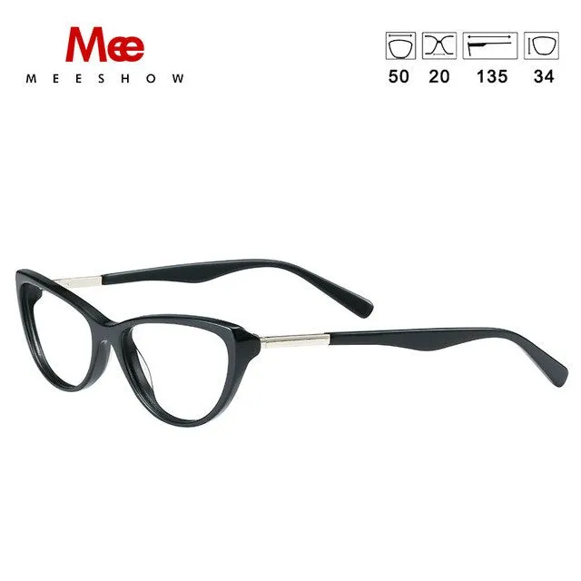 Meeshow Women's Eyeglasses Acetate Cat Eye Alloy 1807