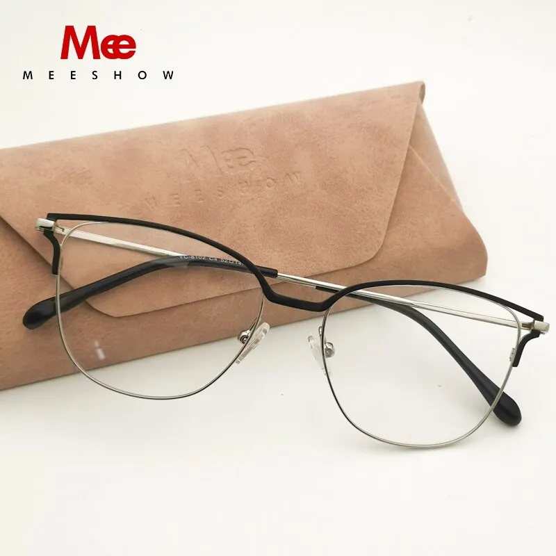 Meeshow Women's Full Rim Cat Eye Titanium Alloy Eyeglasses 1811