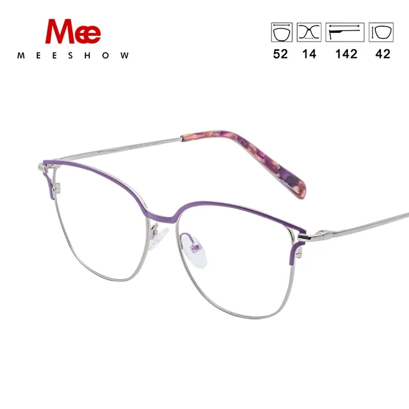 Meeshow Women's Full Rim Cat Eye Titanium Alloy Eyeglasses 1811