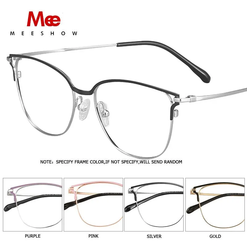 Meeshow Women's Full Rim Cat Eye Titanium Alloy Eyeglasses 1811