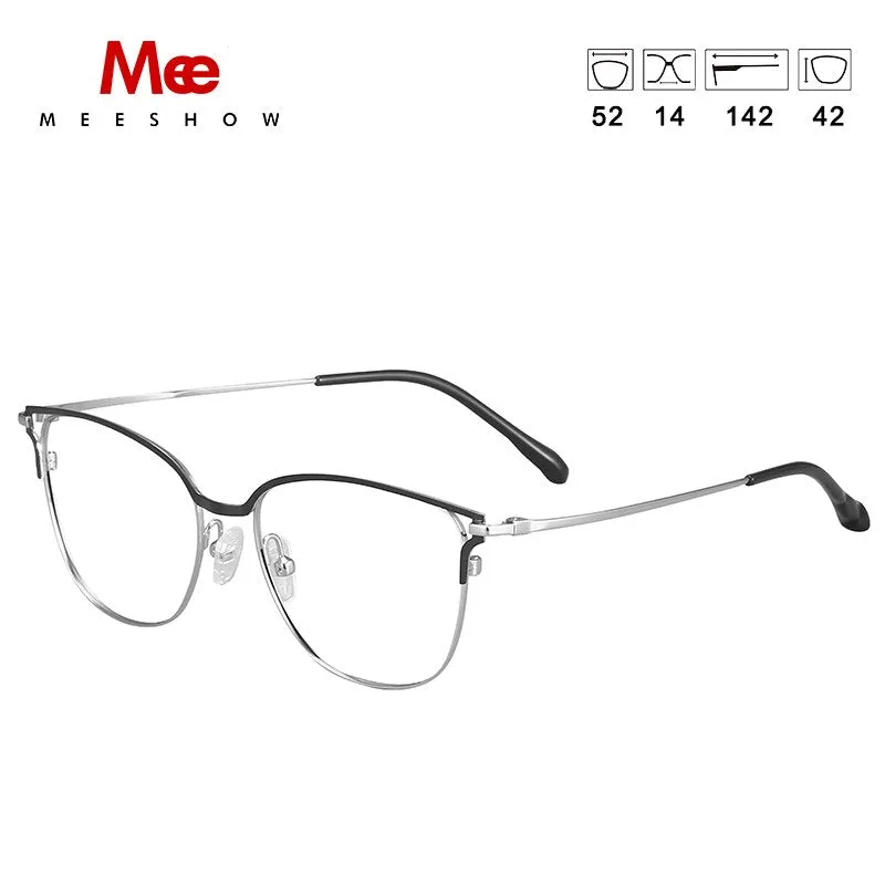 Meeshow Women's Full Rim Cat Eye Titanium Alloy Eyeglasses 1811