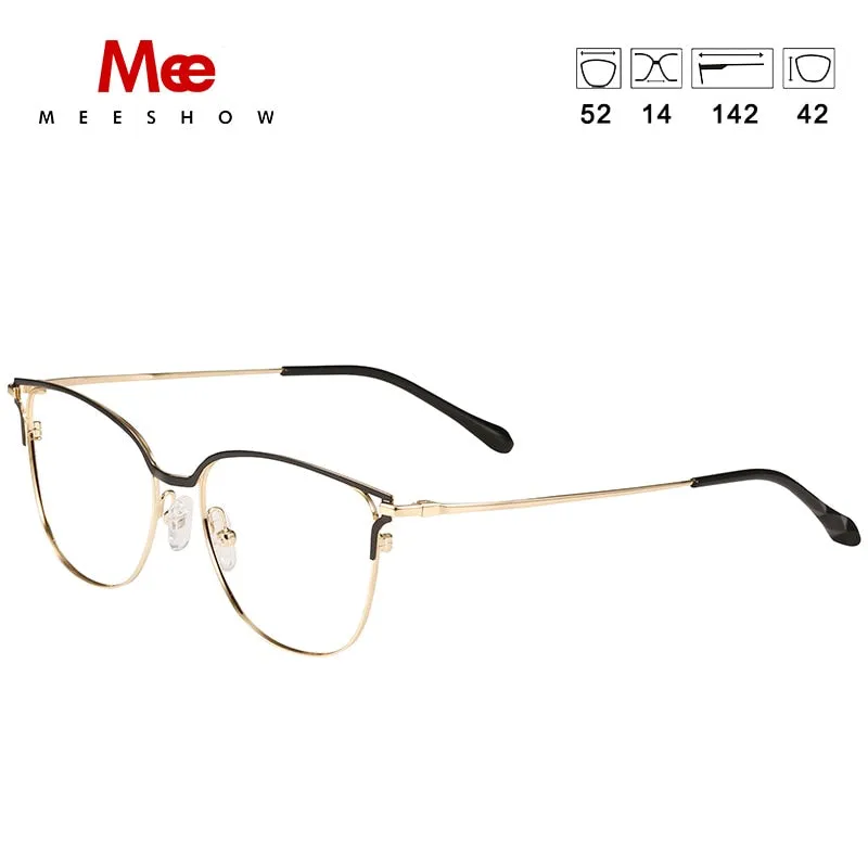 Meeshow Women's Full Rim Cat Eye Titanium Alloy Eyeglasses 1811