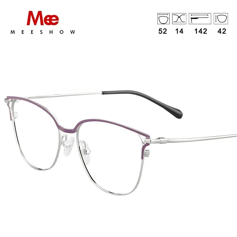 Meeshow Women's Full Rim Cat Eye Titanium Alloy Eyeglasses 1811