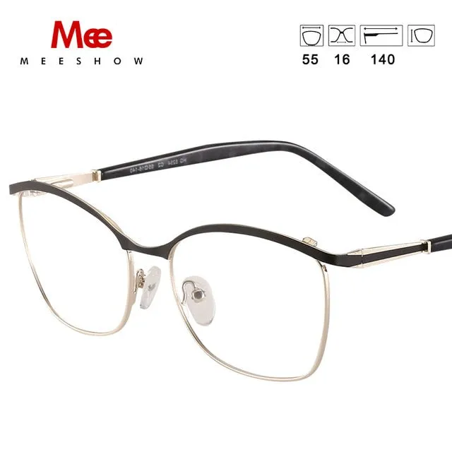 Meeshow Women's Full Rim Oval Eyeglasses Titanium Alloy 8913