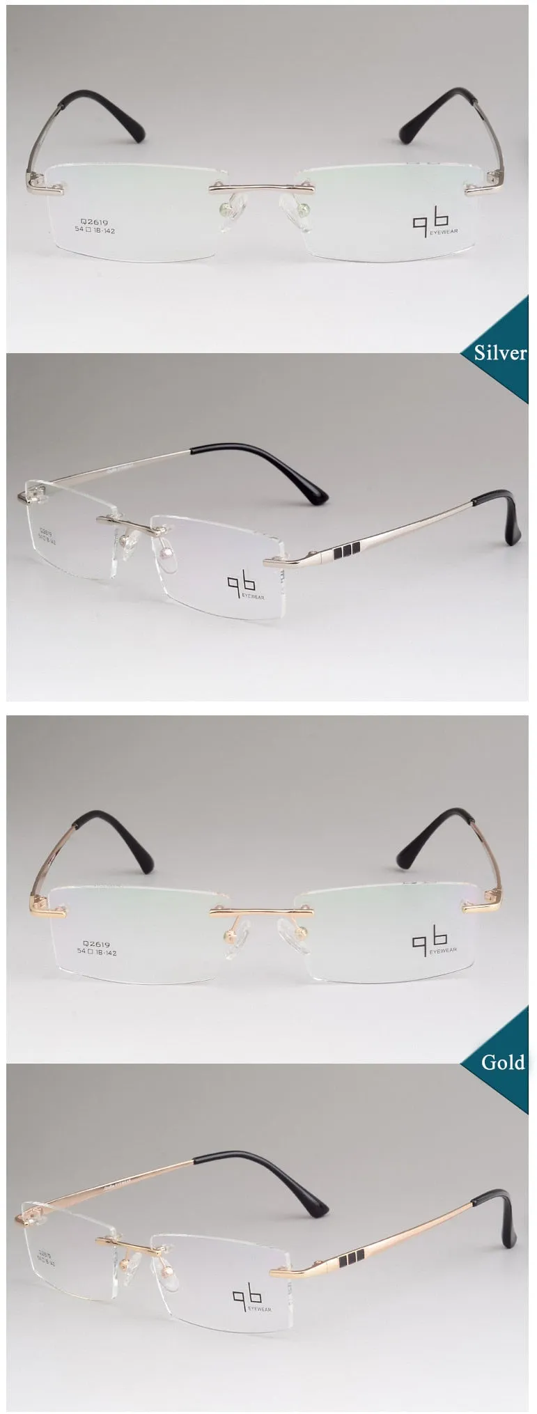 Men's Rimless Alloy Frame Eyeglasses Ztq2619