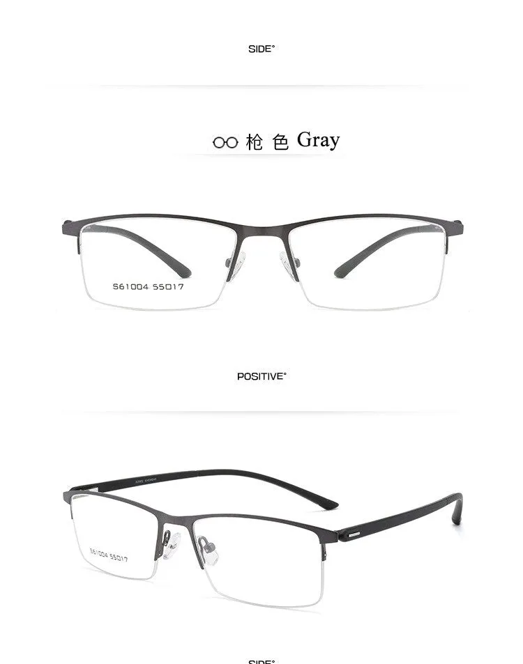 Men's Semi Rim Alloy Frame Eyeglasses 61004