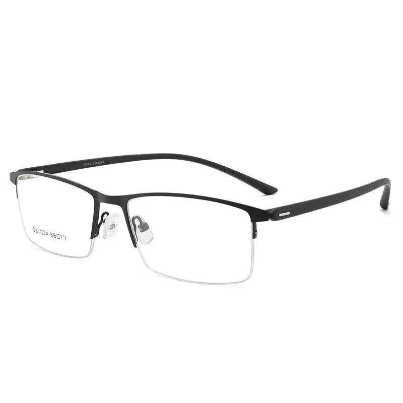 Men's Semi Rim Alloy Frame Eyeglasses 61004