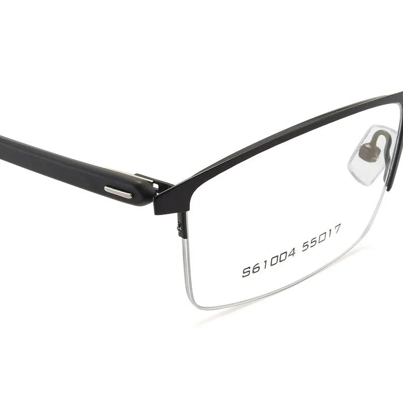 Men's Semi Rim Alloy Frame Eyeglasses 61004