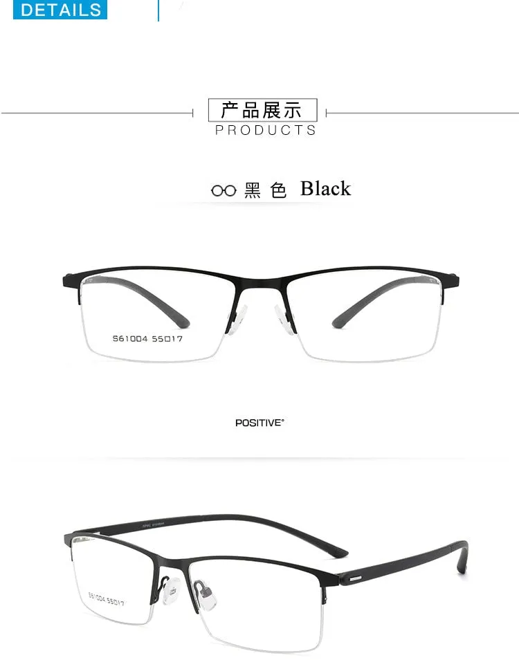 Men's Semi Rim Alloy Frame Eyeglasses 61004