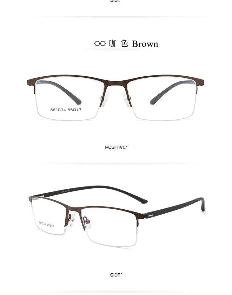 Men's Semi Rim Alloy Frame Eyeglasses 61004