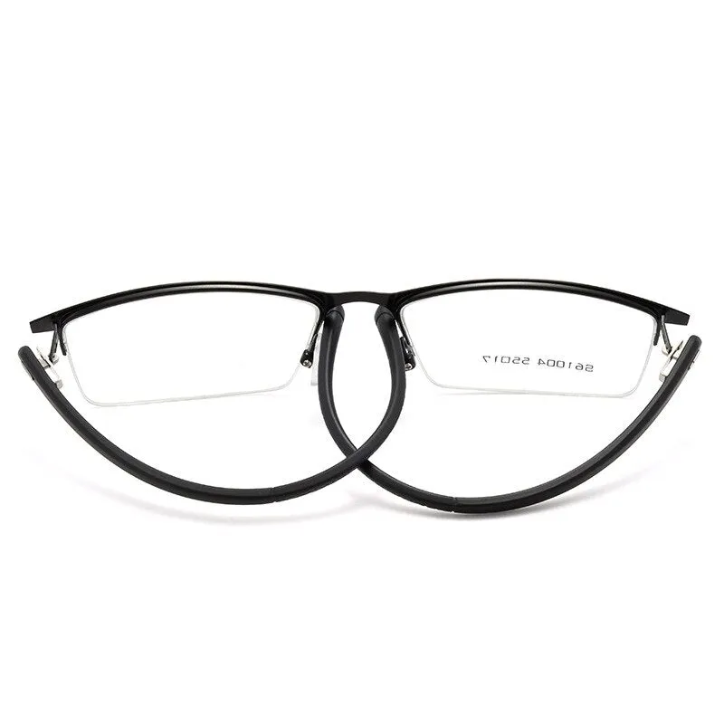 Men's Semi Rim Alloy Frame Eyeglasses 61004