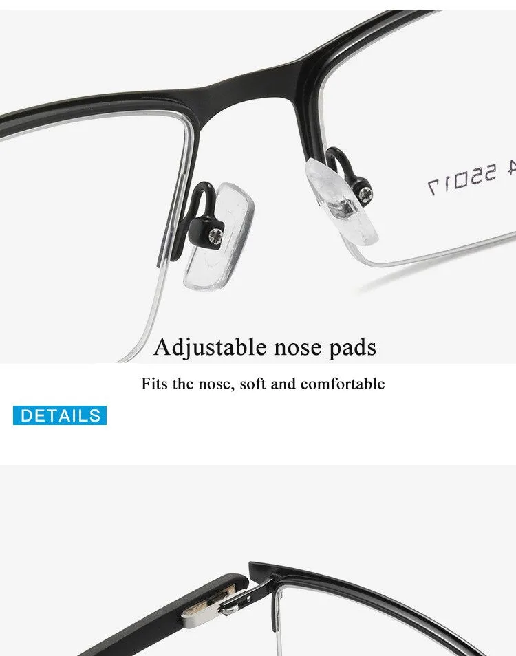 Men's Semi Rim Alloy Frame Eyeglasses 61004