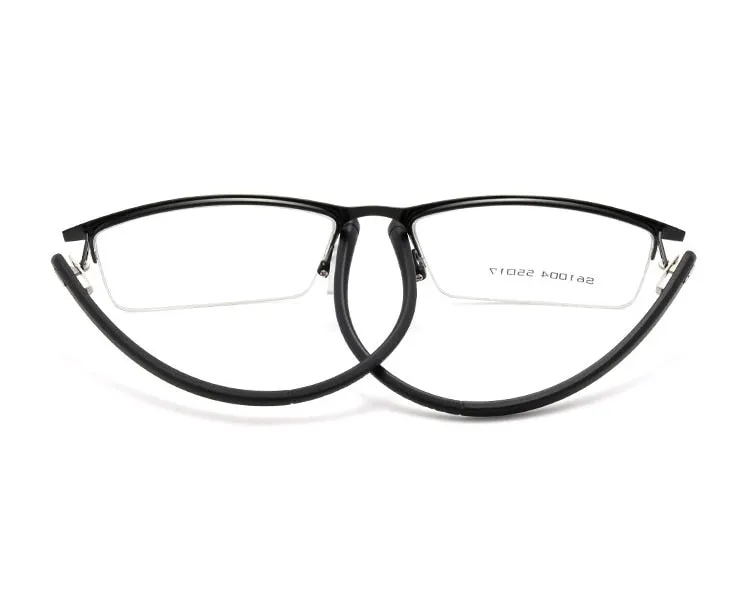 Men's Semi Rim Alloy Frame Eyeglasses 61004