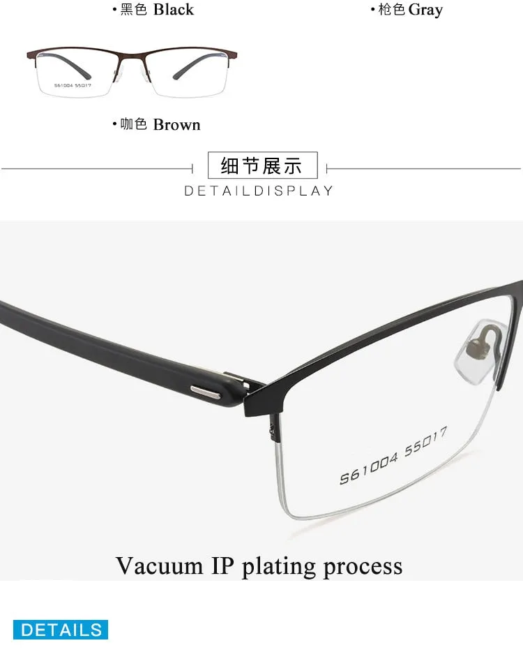 Men's Semi Rim Alloy Frame Eyeglasses 61004